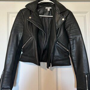 Bar III Black Leather Moto Jacket